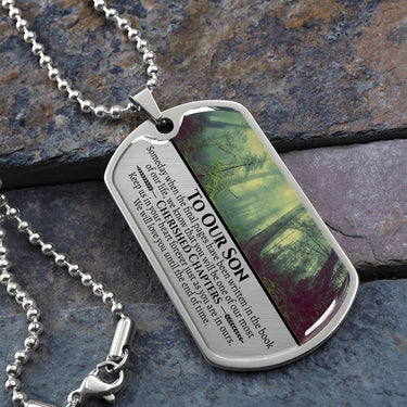 Our Son Cherished Chapters Dog Tag Necklace - Love You This Much